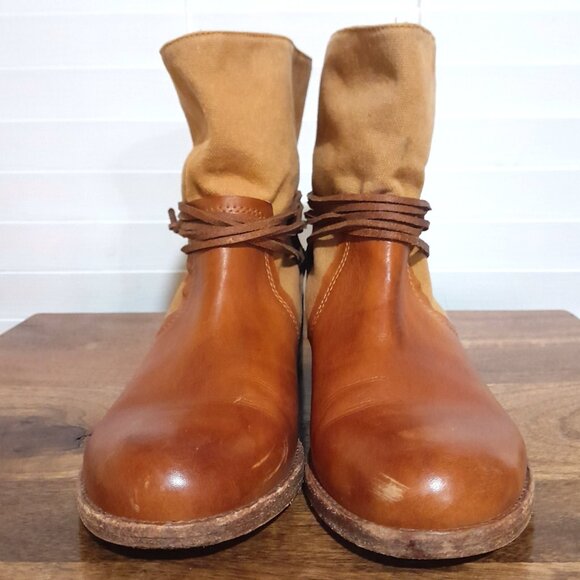 Patricia Nash Leather Canvas Brown Leather Women's Pull On Boots Sz 7 Boho - Picture 4 of 10
